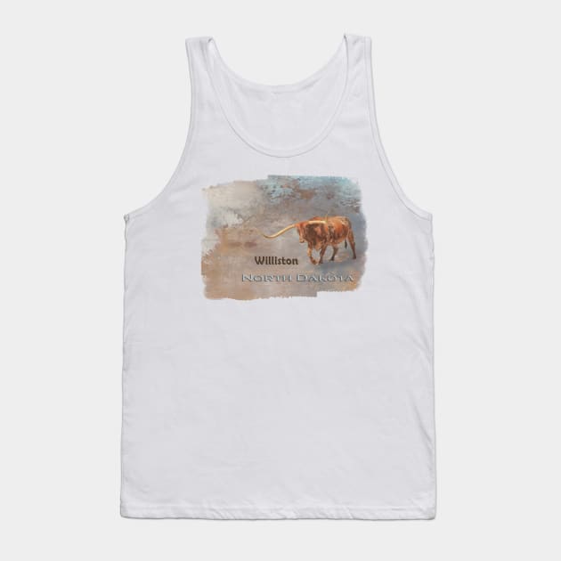 Longhorn Bull Williston North Dakota Tank Top by Elisabeth Lucas